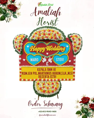 Karangan Papan Bunga Pernikahan di Galala